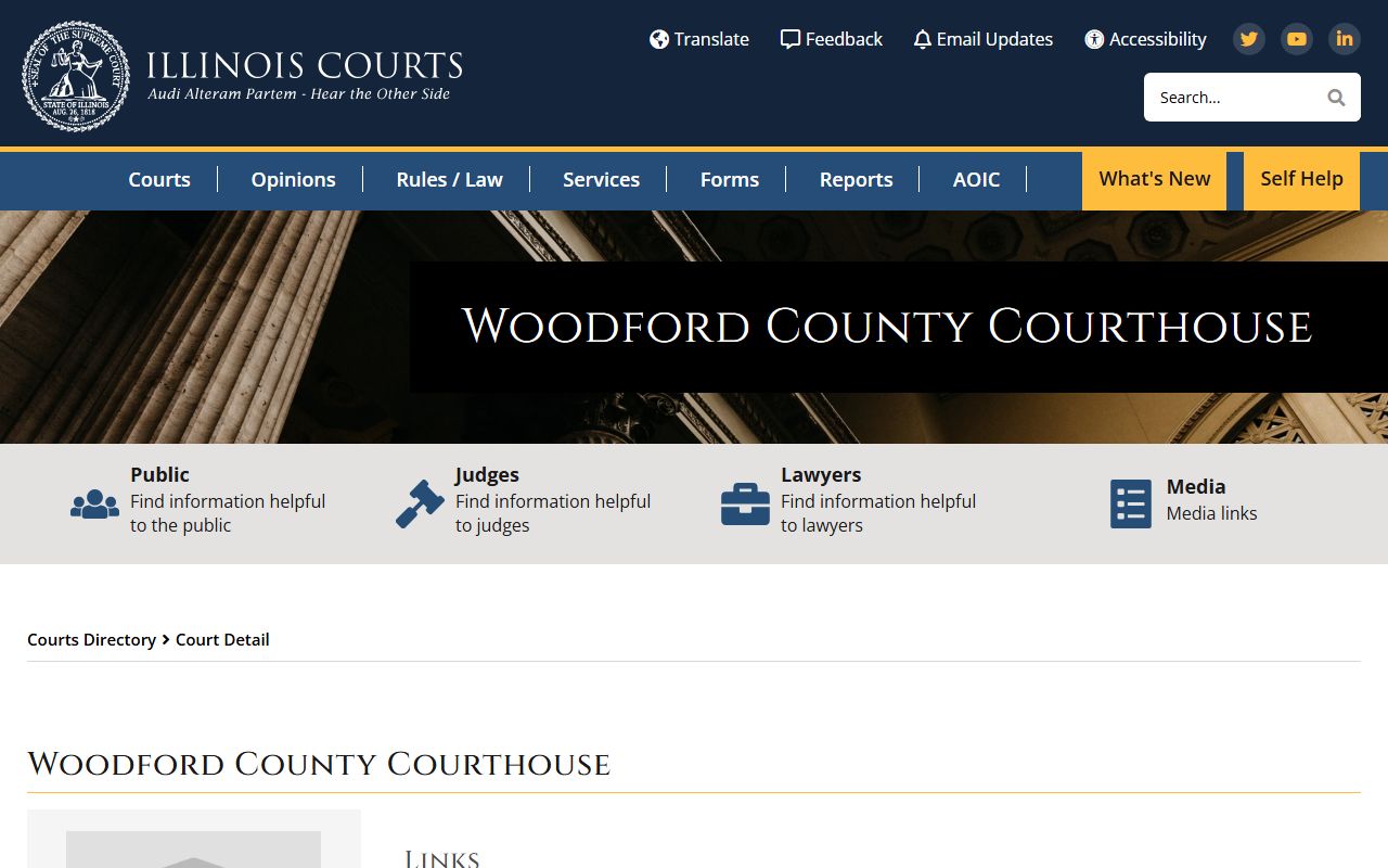 Woodford County court records after jail arrest courthouse directory and case search information
